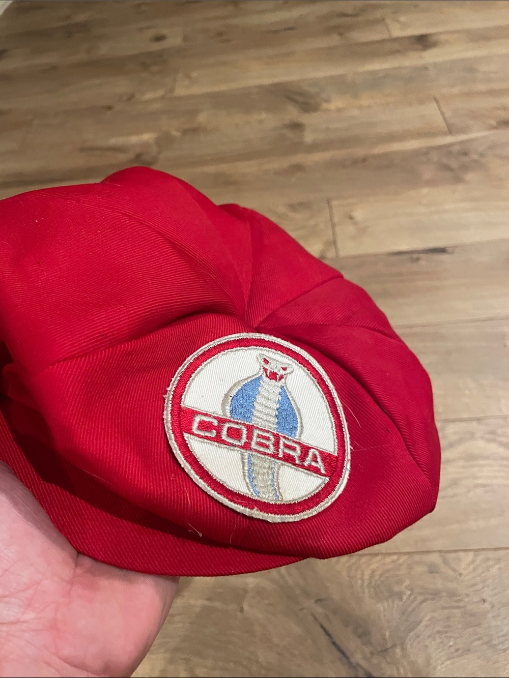 Vintage Red Shelby Cobra Patch Beret Cap
